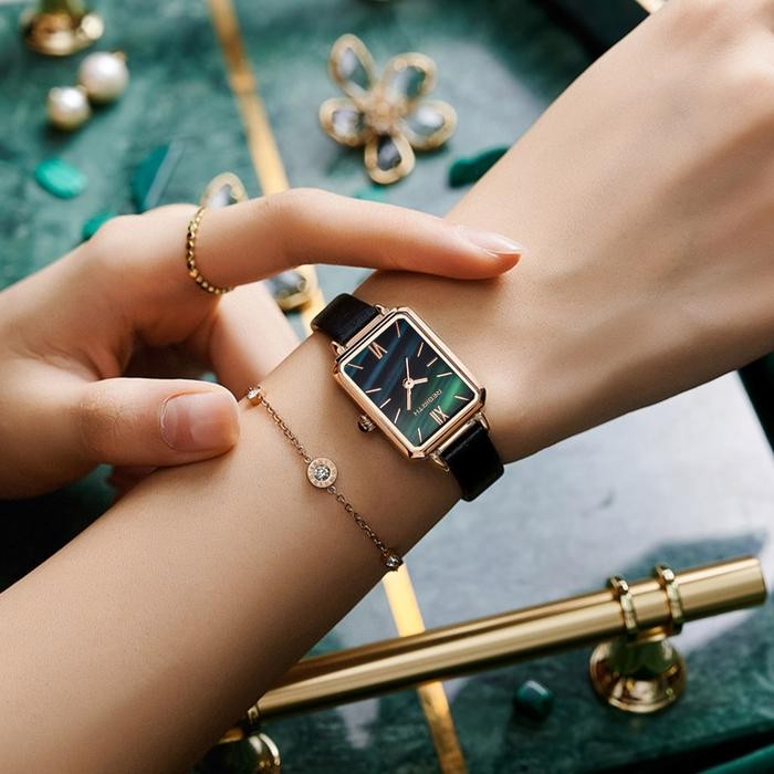 Rebirth Jam Tangan Wanita Tali Kulit Bisnis Wanita Jam Tangan+Gelang