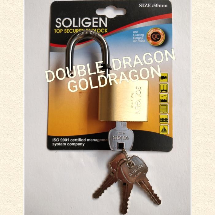 Gembok Soligen Baja Hitam 50 Mm Pendek
