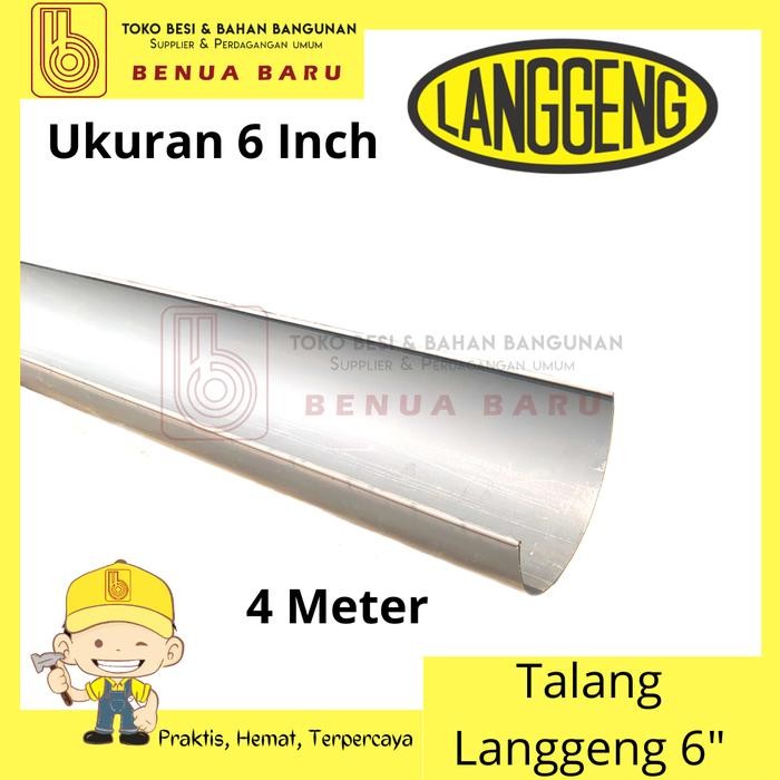 Talang Air PVC Langgeng 6 Inch 4 Meter Talang Setengah Lingkaran 6 in