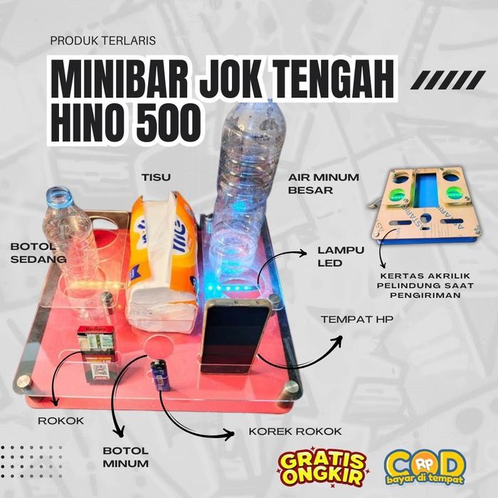 Minibar Ukuran 4040Cm Untuk Jok Ditengah Kendaraan Hino 500 Dan Fuso,Dilengkapi Lampu Led Dan Usb