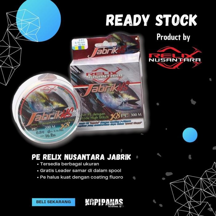 Senar PE Relix Nusantara Jabrik HS 200 300 meter ukuran 0.5 0.6 0.8 1.0 1.5 2.0 2.5 3 4 5 6