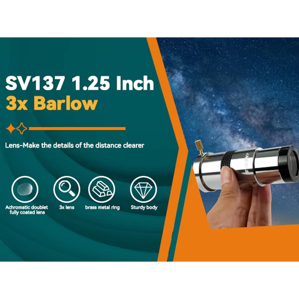 Lensa Barlow Teleskop Eyepiece FMC Internal Brass 1.25 Inch