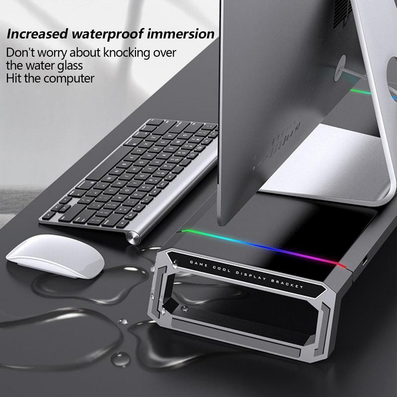 4USB PC Monitor Stand 7-color RGB light strip Monitor Arm Storage Space Bar Laptop Monitor Stand