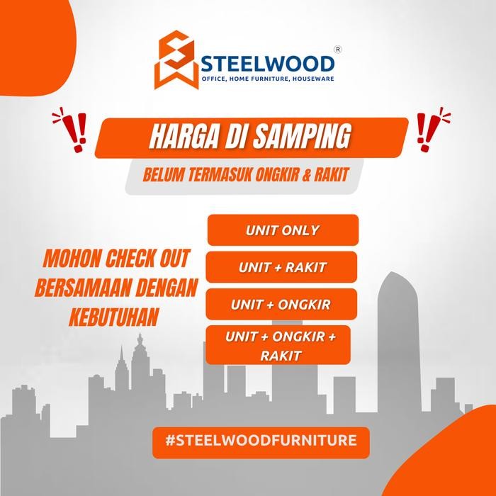 Steelwood Meja Kantor 1/2 Biro Tanpa Laci/Meja Kerja/Meja Kayu/Laci Locker Kayu