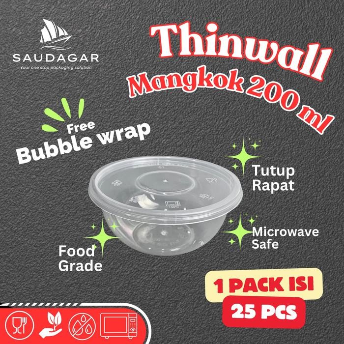 

Thinwall mangkuk plastik bulat ukuran 200ml