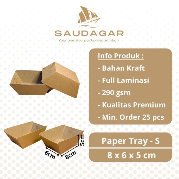 

Paper food tray / wadah makanan kertas bahan kraft anti minyak Small