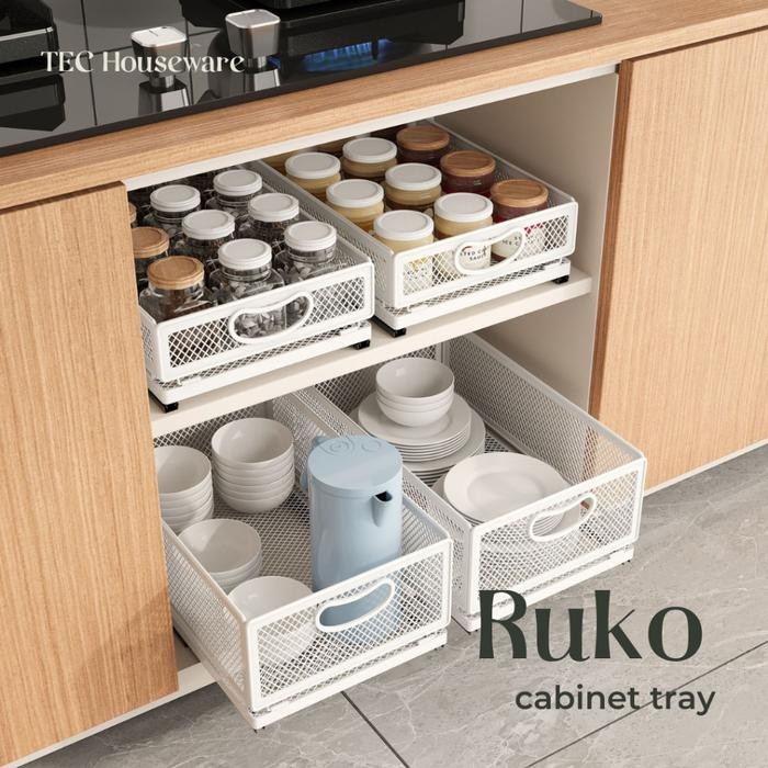

TECRUKO Stackable Pull Laci Rak Bawah Dapur Tarik Geser Serbaguna