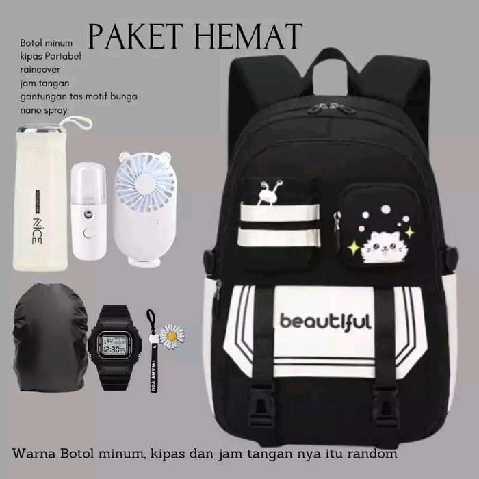 

Tas ransel sekolah perempuan sd smp banyak bonus banyak ruang tas anak cewek