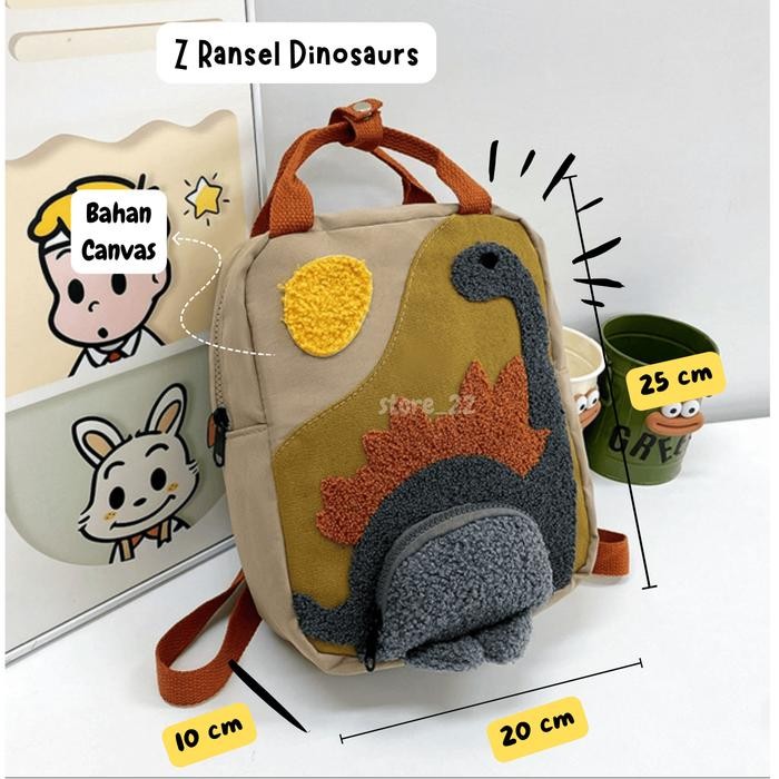 

Z Dinosaurs Backpack Canvas Tas Ransel Sekolah Anak Unisex Fashion Import