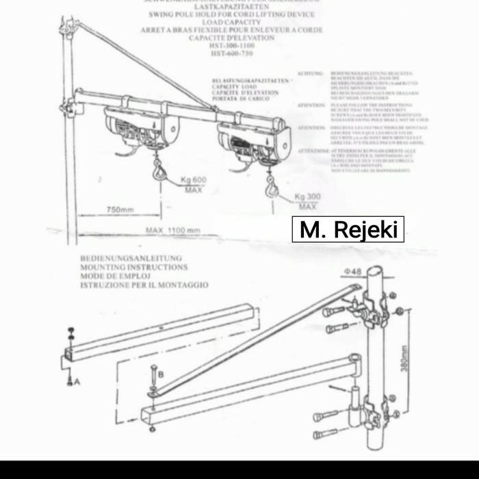 Stand Hoist Wipro HST 300-1100 Elektrik Rotary Hoist Frame HST300-1100