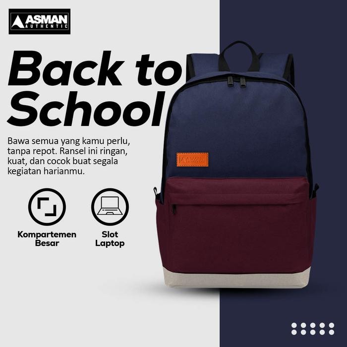 NEW Asman Authentic - Ransel Sekolah Untuk Pria Wanita Original