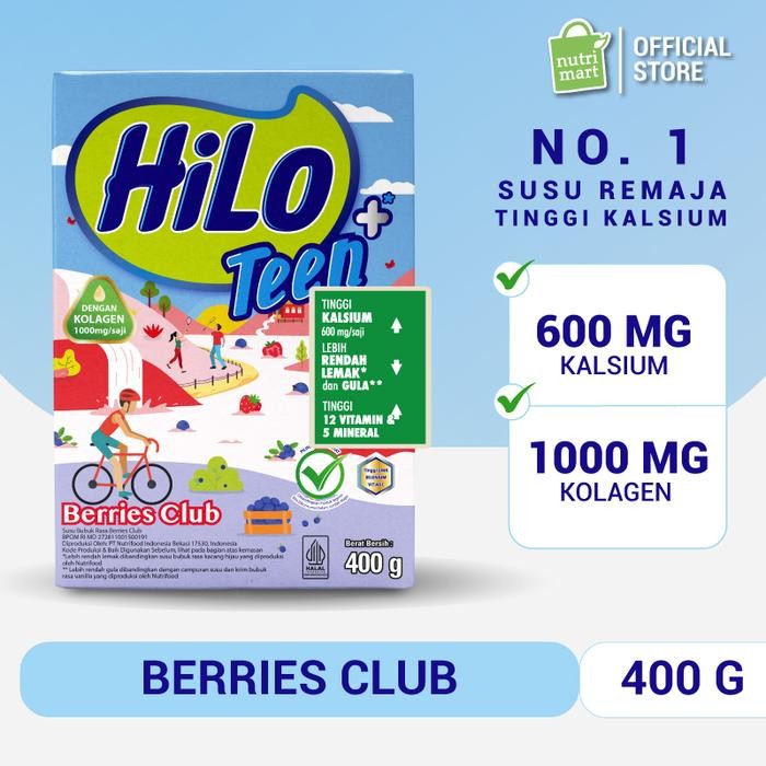

HiLo Teen+ Collagen Mix Berries Club 400 gram - Susu Tinggi Kalsium