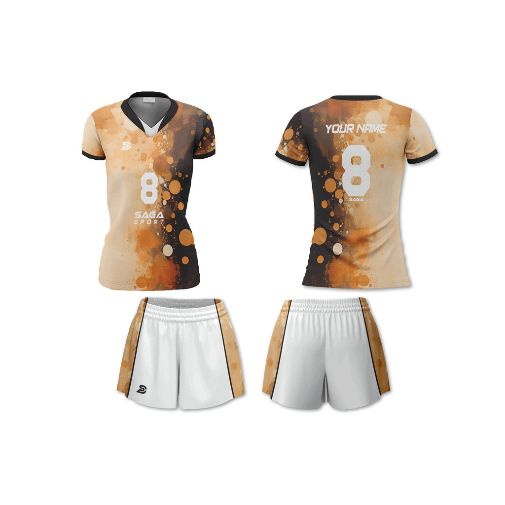 Jersey Voli Wanita Model Paint Cewek Atasan dan Setelan Lengan Pendek Free Desain Custom Nama dan No