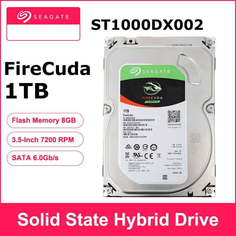 Seagate 1TB FireCuda ST1000DX002 3.5 inch Gaming SSHD(Solid State Hybrid Drive)7200 RPM SATA 6GB/S