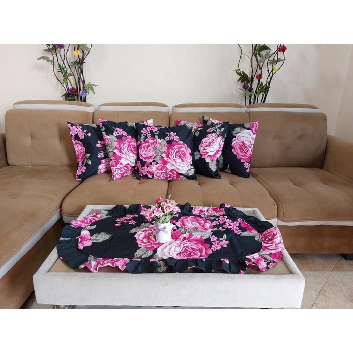 Sarung Bantal Kursi Sofa 1 Set Murah 40X40 Plus Taplak Meja Terbaru Pasti Ori