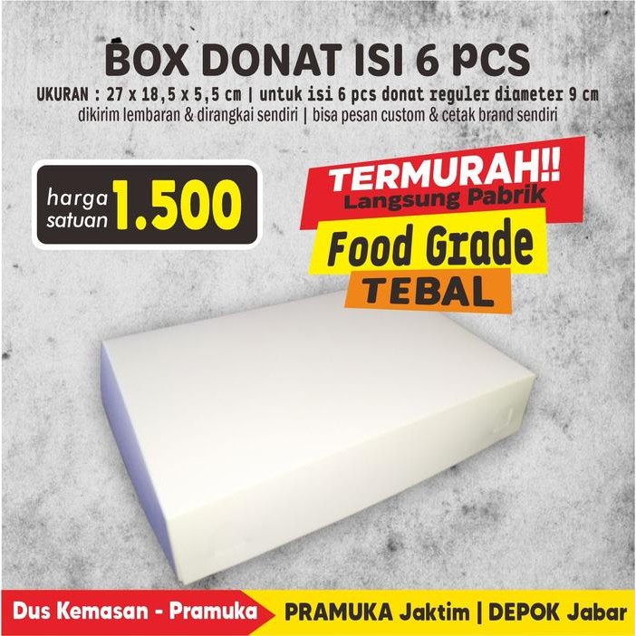 BOX DONAT ISI 6 IVORY POLOS Kode 1040
