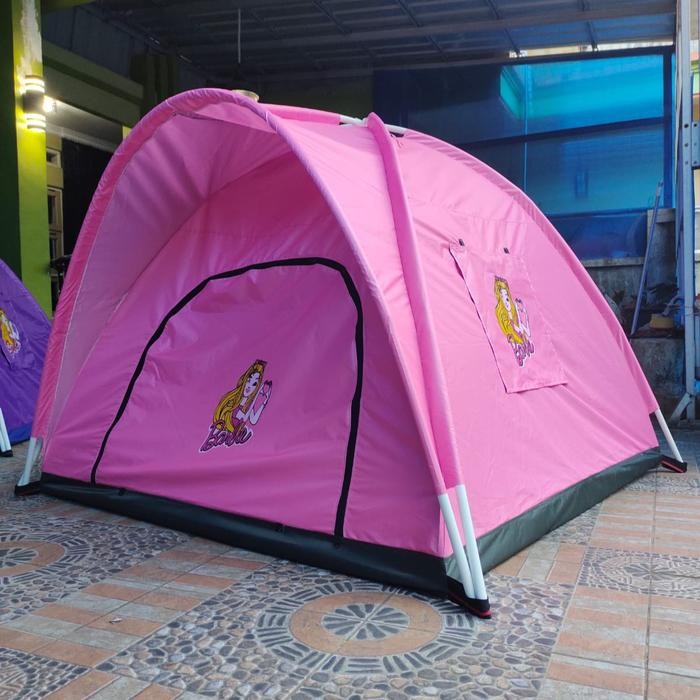 Tenda Anak Warna Pink Muat Nyampe Umur 1-12 Tahun Anti Air Pake Jaring Anti Nyamuk Di Pintu