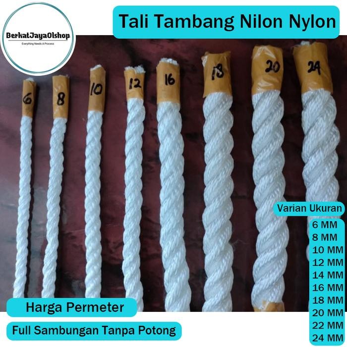 Tali Tambang nylon nilon 3mm 4mm 5mm 6mm 8mm 10mm 12mm Tali nilon Rope *