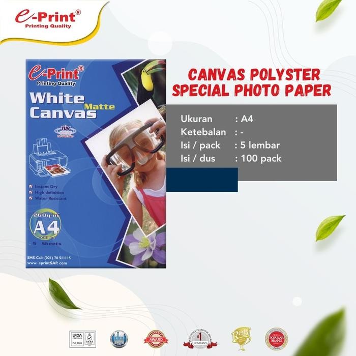 

Kertas Foto E-Print White Matte Canvas