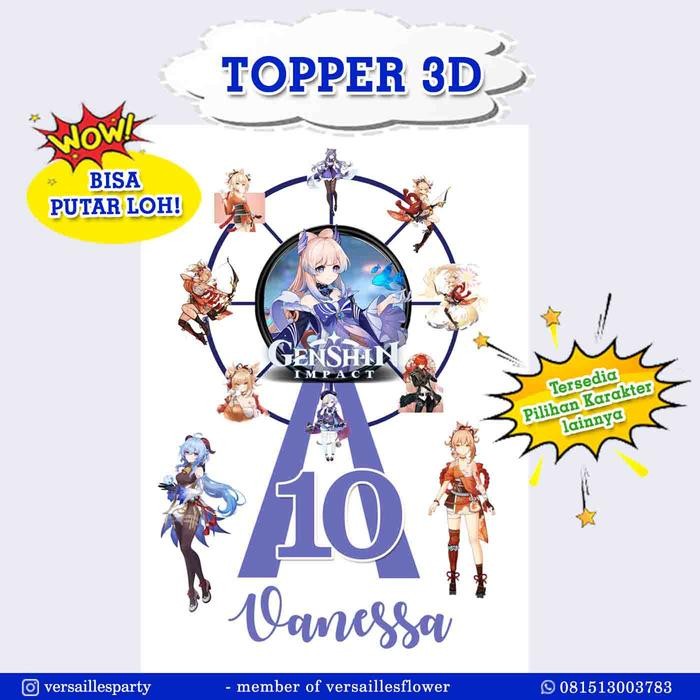 cake Topper Putar Genshin Impact / Topper 3D Bianglala Genshin Impact