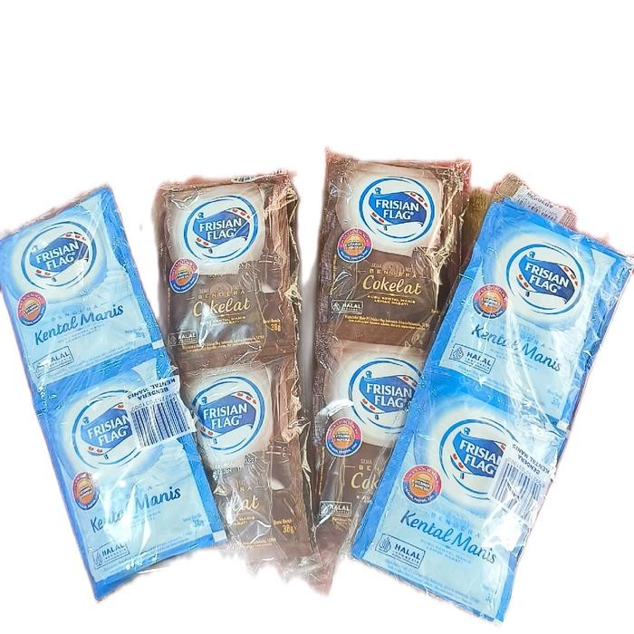 

New 1 Pak ( isi 6 sachet) Susu Kental Manis FRISIAN FLAG Bendera kemasan sachet 38 gr Rp 8.500