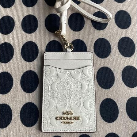 

Coachh Signature embossed ID Holder Card Lanyard Original - white dw
