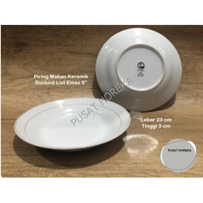 Piring Porselen Putih Polos Piring Makan Porselen 9 INCH SUNBIRD *
