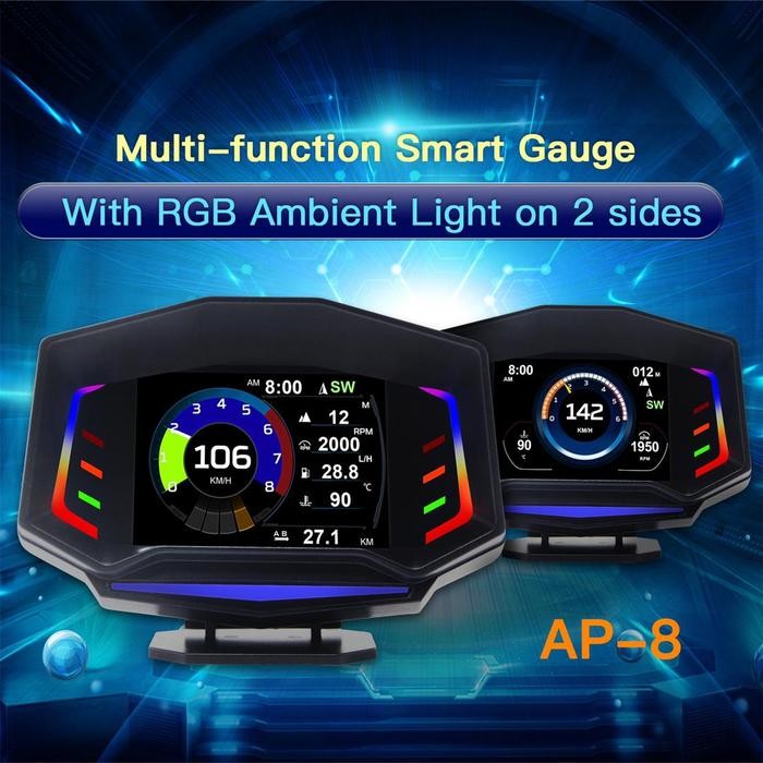 OBD2 RGB Smart Gauge Heads Up Display OBD Car HUD Multi-interface