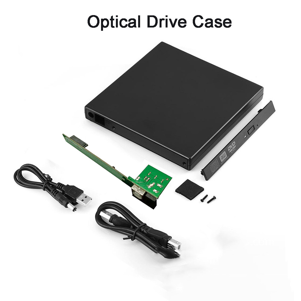 12.7MM Slim DVD CD DVD-ROM Case Drive Box USB 2.0 SATA External Drive for Laptop Notebook Computer