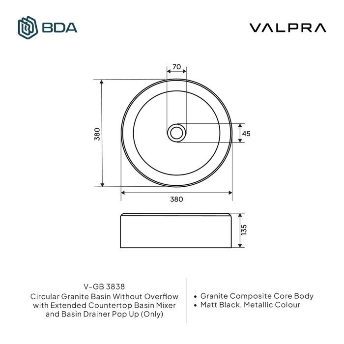 Promo Valpra Wastafel Cuci Tangan Wastafel Kamar Mandi Wastafel Meja Wastafel Granit Oval V Gb 3838