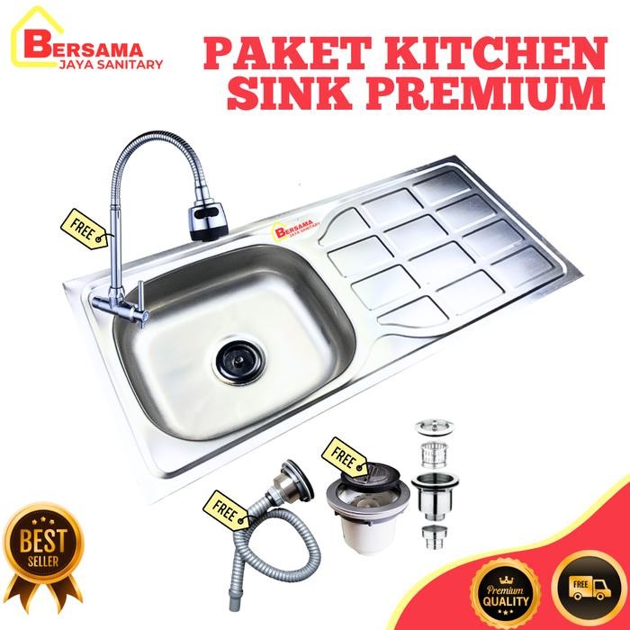 Promo Paket Lengkap Wastafel Cuci Piring Kitchen Sink Cuci Piring Tempat Cuci Piring Stainless Set