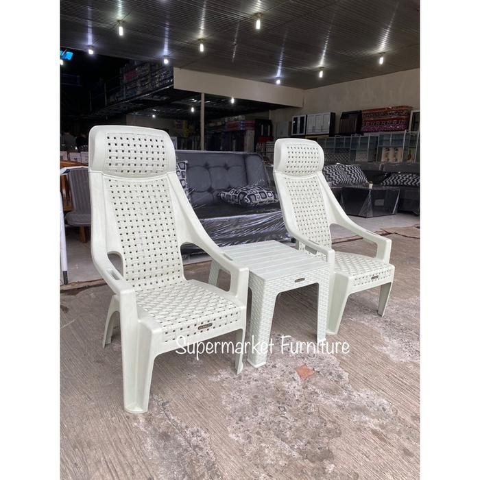 1 Set Kursi Kuhape + Meja Mapan 45 Kursi Santai Plastik Napolly Kuhape