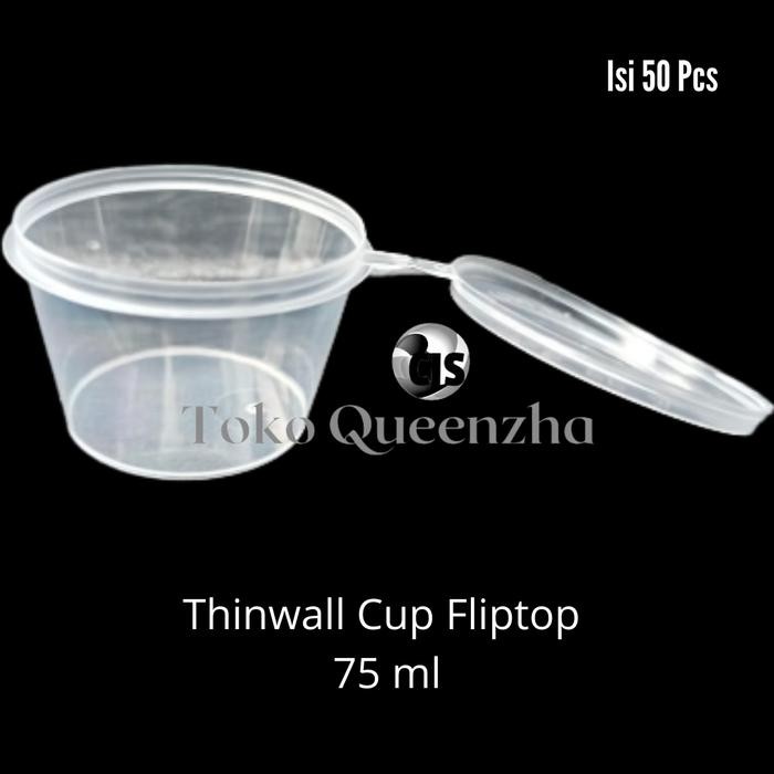 Thinwall Plastik 75 ml / Cup Sambal - Saus 75 ml Fliptop (50 Pcs) Kode 317