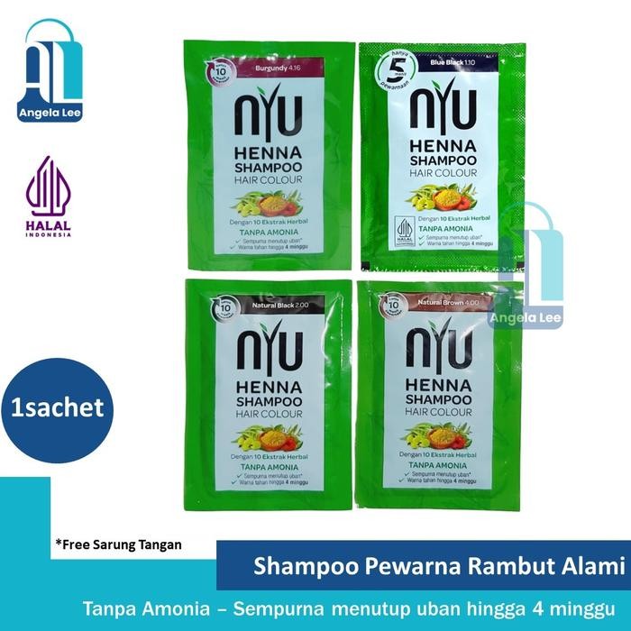 NYU Henna Shampoo Hair Colour Pewarna Rambut Penghilang uban Halal