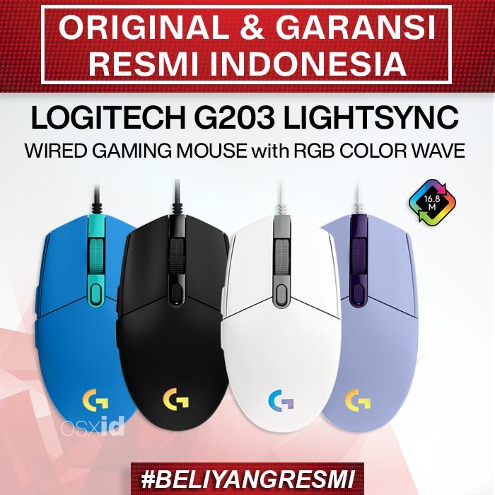 Logitech G203 Lightsync RGB Gaming Mouse - Garansi Resmi