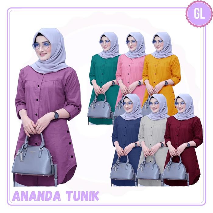 Ananda Tunic/Baju Atasan Tunik/Baju Tk /Baju Muslim Wanita