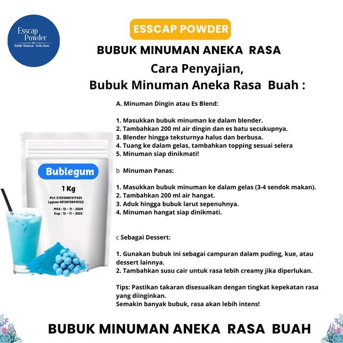 

Bubuk Minuman Aneka Rasa Buah 1Kg Segar, Praktis, Cocok Untuk Minuman Kekinian - Powder Drink Ice -