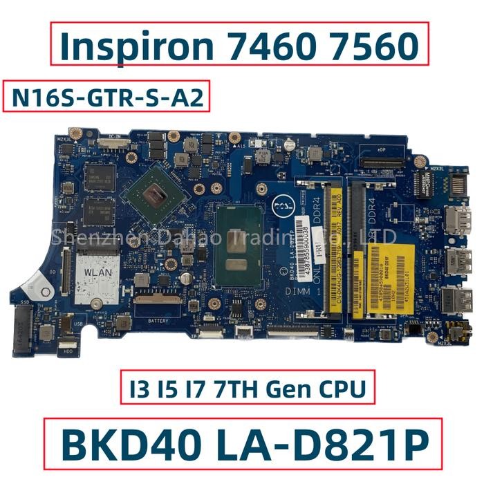 BKD40 LA-D821P For Dell Inspiron 7460 7560 Vostro 5468 5568 Laptop Motherboard With I3-6006U I5-7200