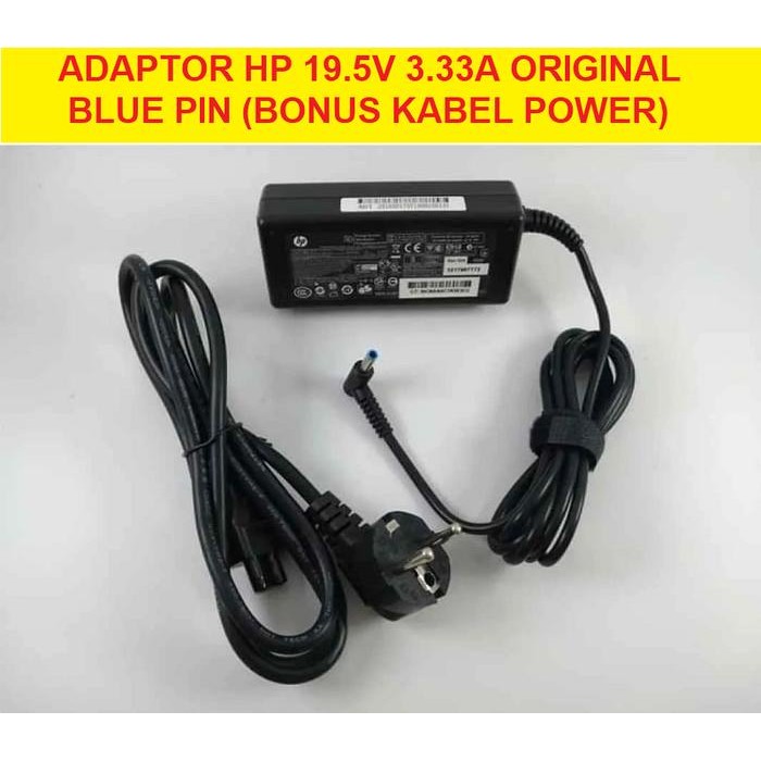 Charger Adaptor Laptop HP 45W 65W 45 Watt 65 Watt Blue Pin ORIGINAL