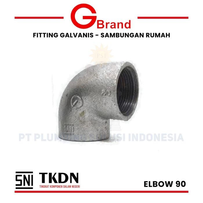 

terlaris G Brand Elbow 90 Knee Galvanis Besi Drat BSPT 1/2 Inch / 20 mm
