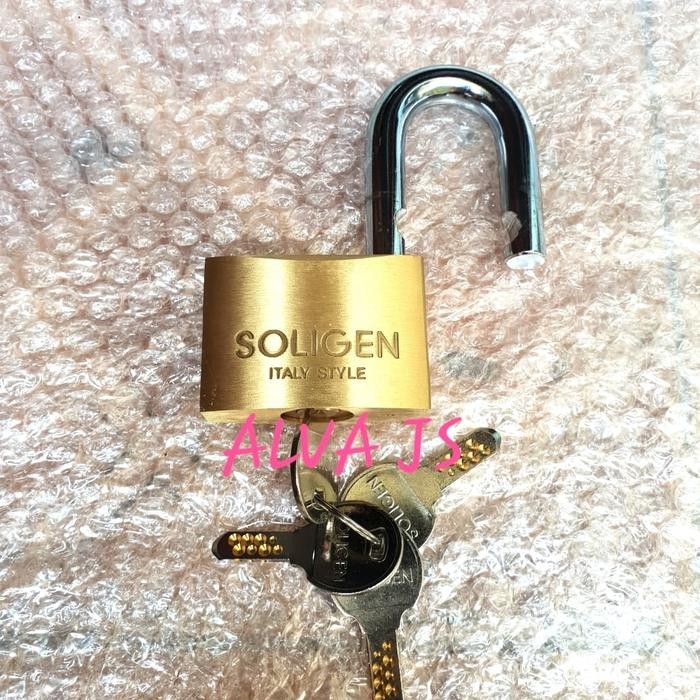 GEMBOK SOLIGEN 50MM PDK KUNINGAN ASLI/GEMBOK KUNINGAN/GEMBOK