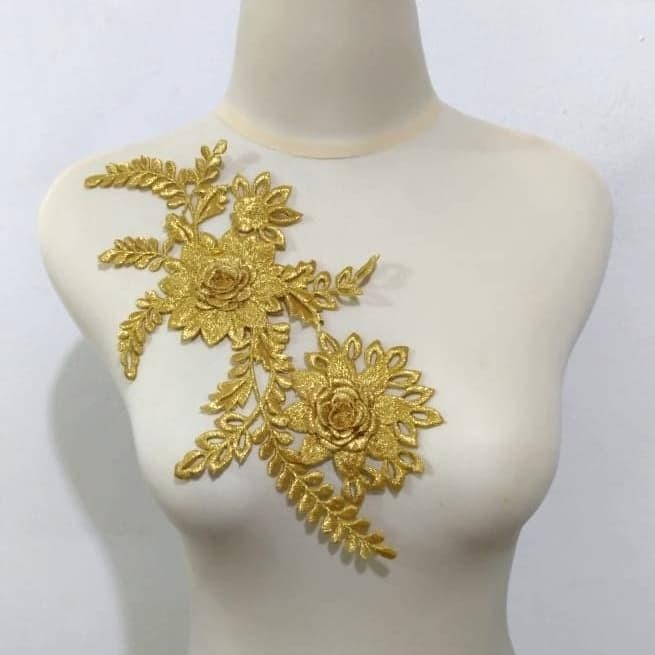 (Expert) Renda Aplikasi Bunga Bordir Emas