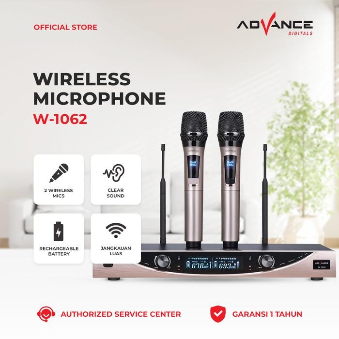 Microphone Wireless Profesional Advance W1062 Dual Mic + amplifier