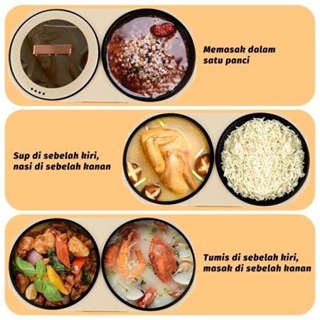 Rice Cooker Penanak Nasi Panci Ganda 3.6L Panci Listrik Double Pot Serbaguna 6 In 1/ Panci Rice