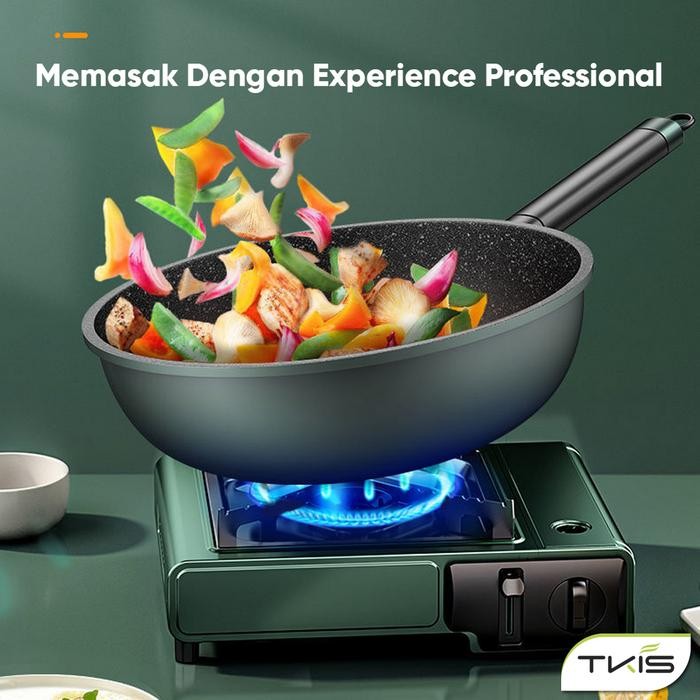 Tkis Wajan Batu Medis Wajan Anti Lengket Tahan Gores 32Cm Wajan Hijau Pasti Diskon