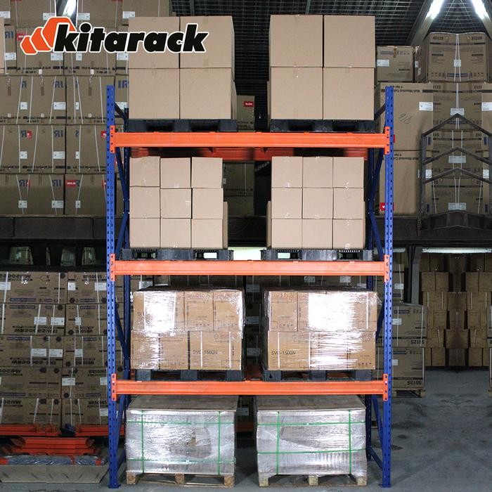 

Promo Kitarack Rak Palet 2 Ton Pallet Rack Heavy Duty Panjang 2.7M ; Tinggi 4M ; Lebar 100Cm Rak