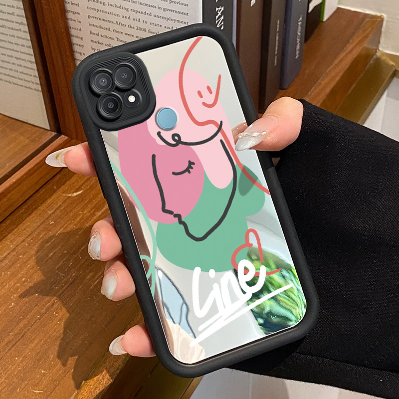 Casing Hp Untuk OPPO A15 A15s A35 Case Gadis-gadis cantik cermin Kasing tipis Perlindungan Kesing Si