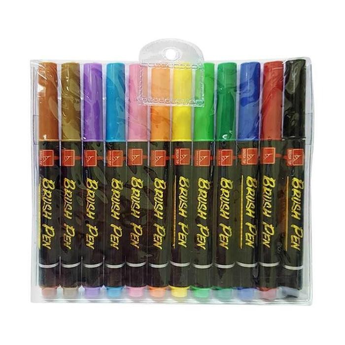 

(set) brush pen / spidol 12 warna - snowman bm-1 kode 902