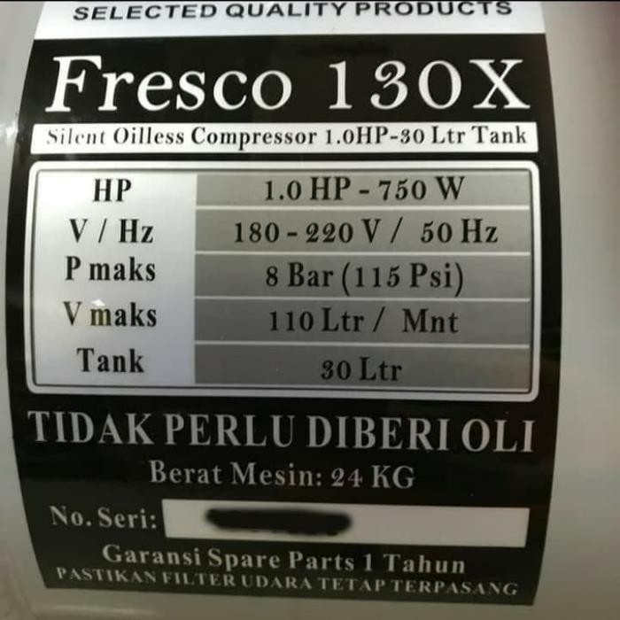 Populer Kompresor Tanpa Oli Lakoni Fresco 130X Fresco 130 X