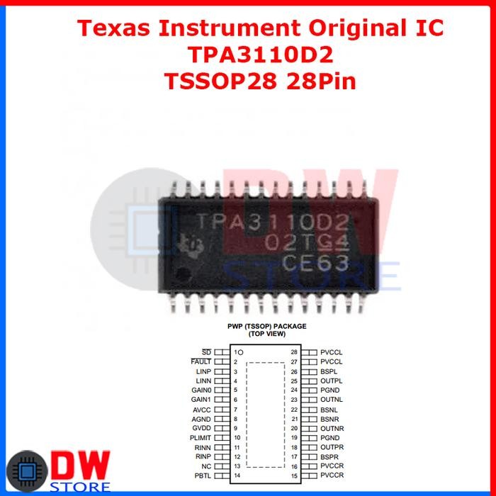 TERLARIS.. IC TPA3110 TPA3110D2 TPA3110D2PWPR 30W 2x15W Stereo Power Amplifier